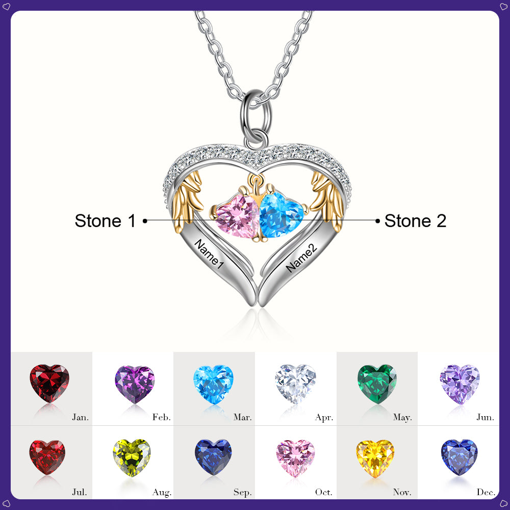 Heart Shape Pendant Necklace 2 to 6 Stones