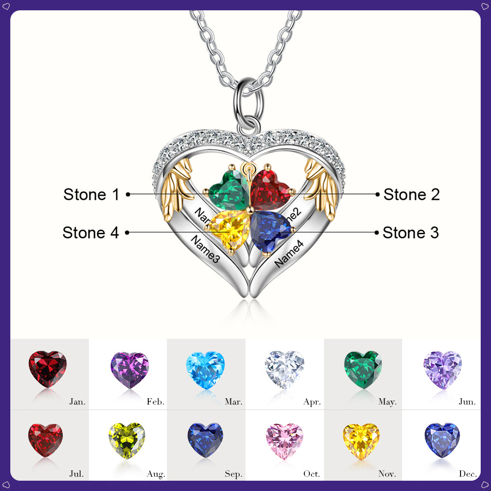 Heart Shape Pendant Necklace 2 to 6 Stones