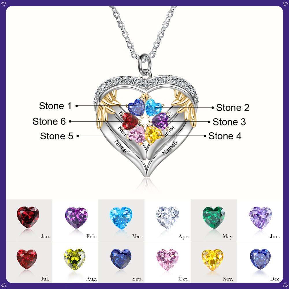 Heart Shape Pendant Necklace 2 to 6 Stones