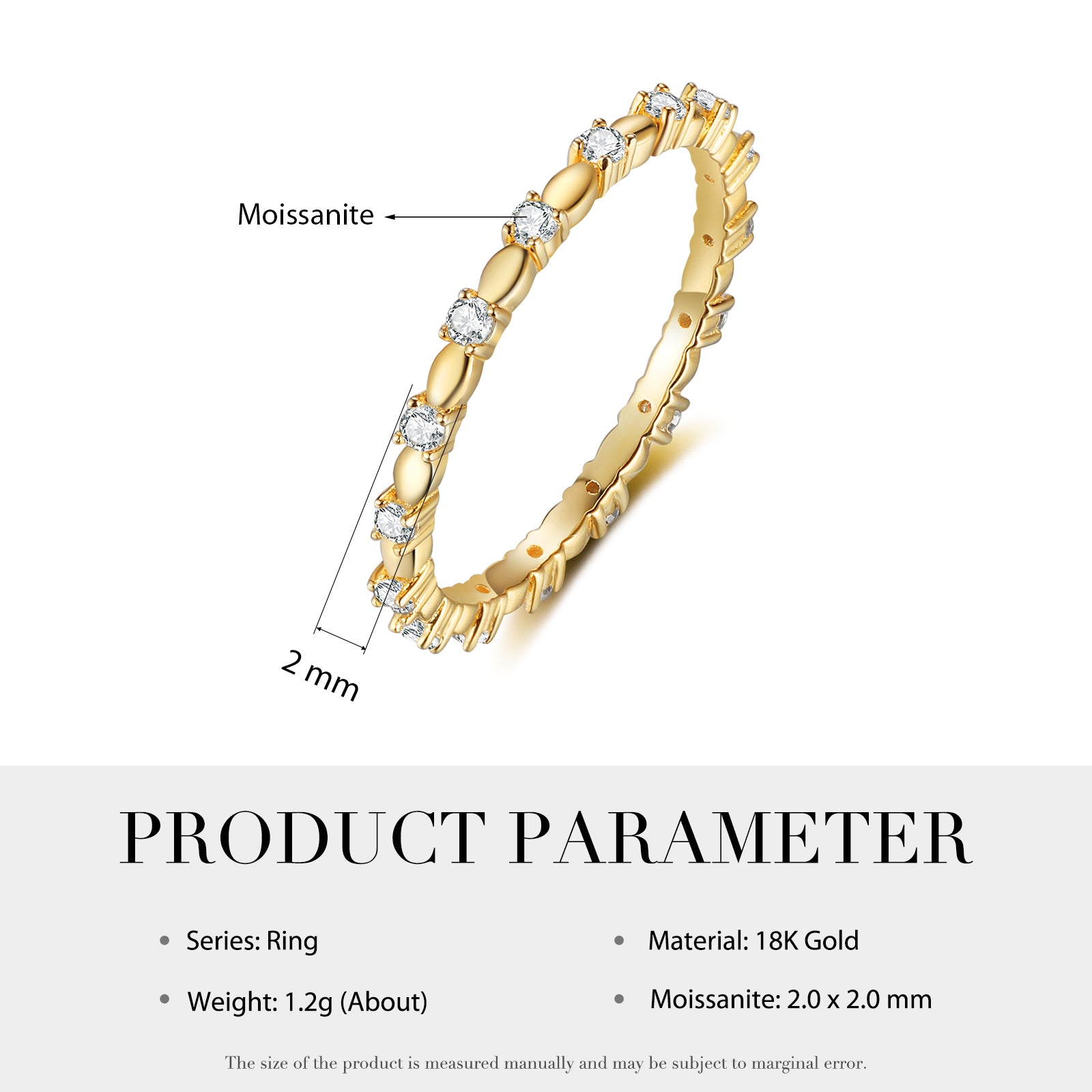Stackable Eternity Moissanite 18K Gold