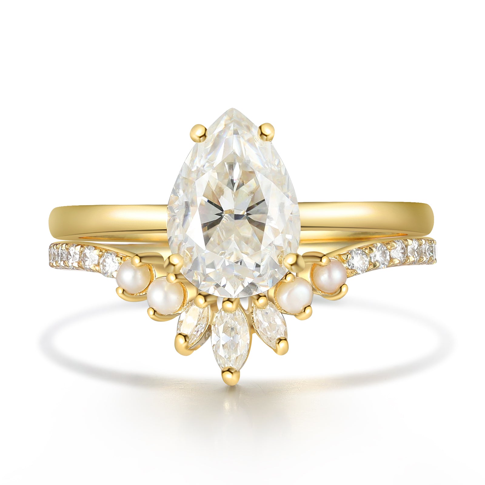 Pear shape Moissanite Ring Set
