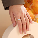 Round Natural Moissanite Ring Ring 18K Gold