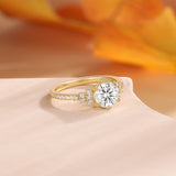 Round Natural Moissanite Ring Ring 18K Gold