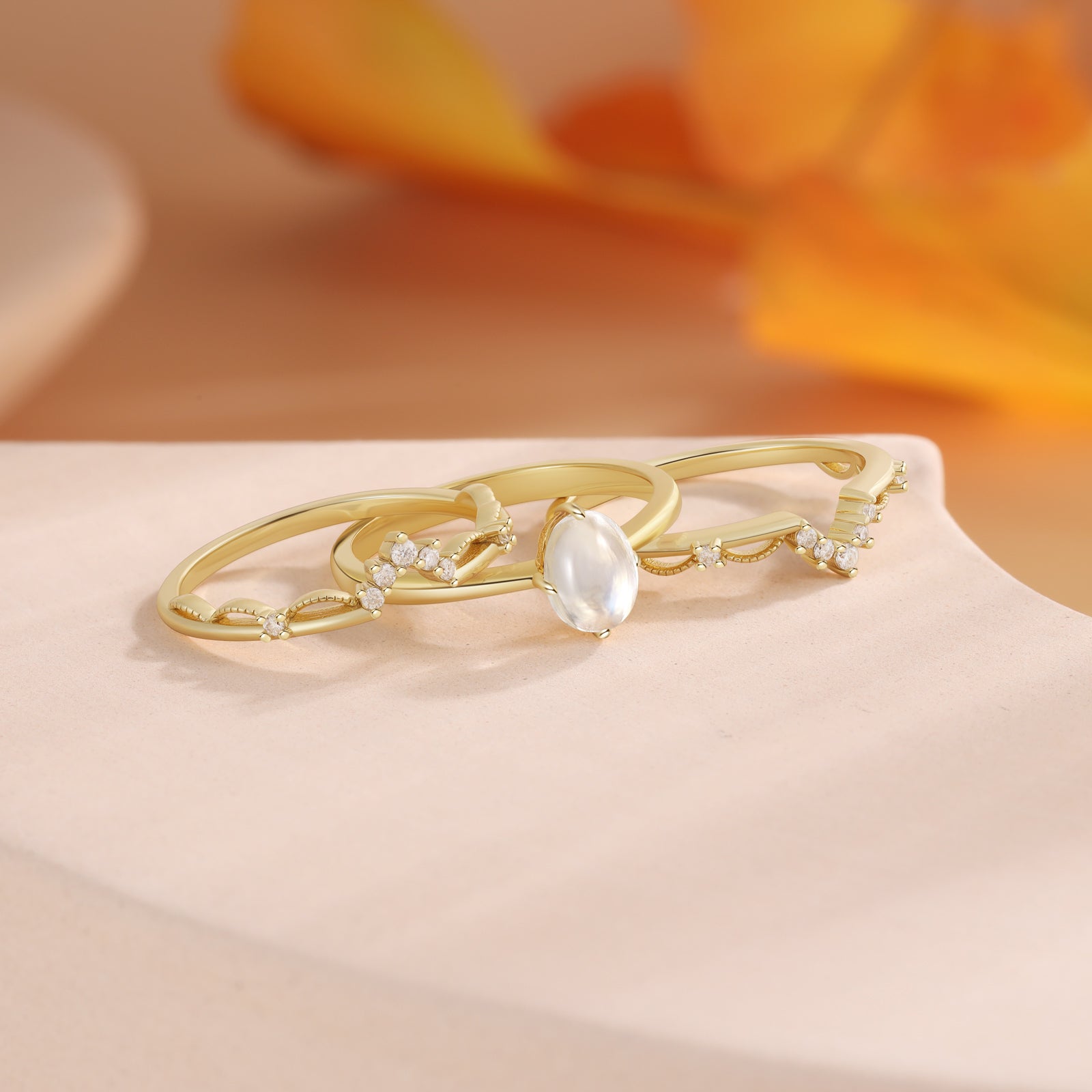 Beauty Natural Moonstone Ring18K Gold