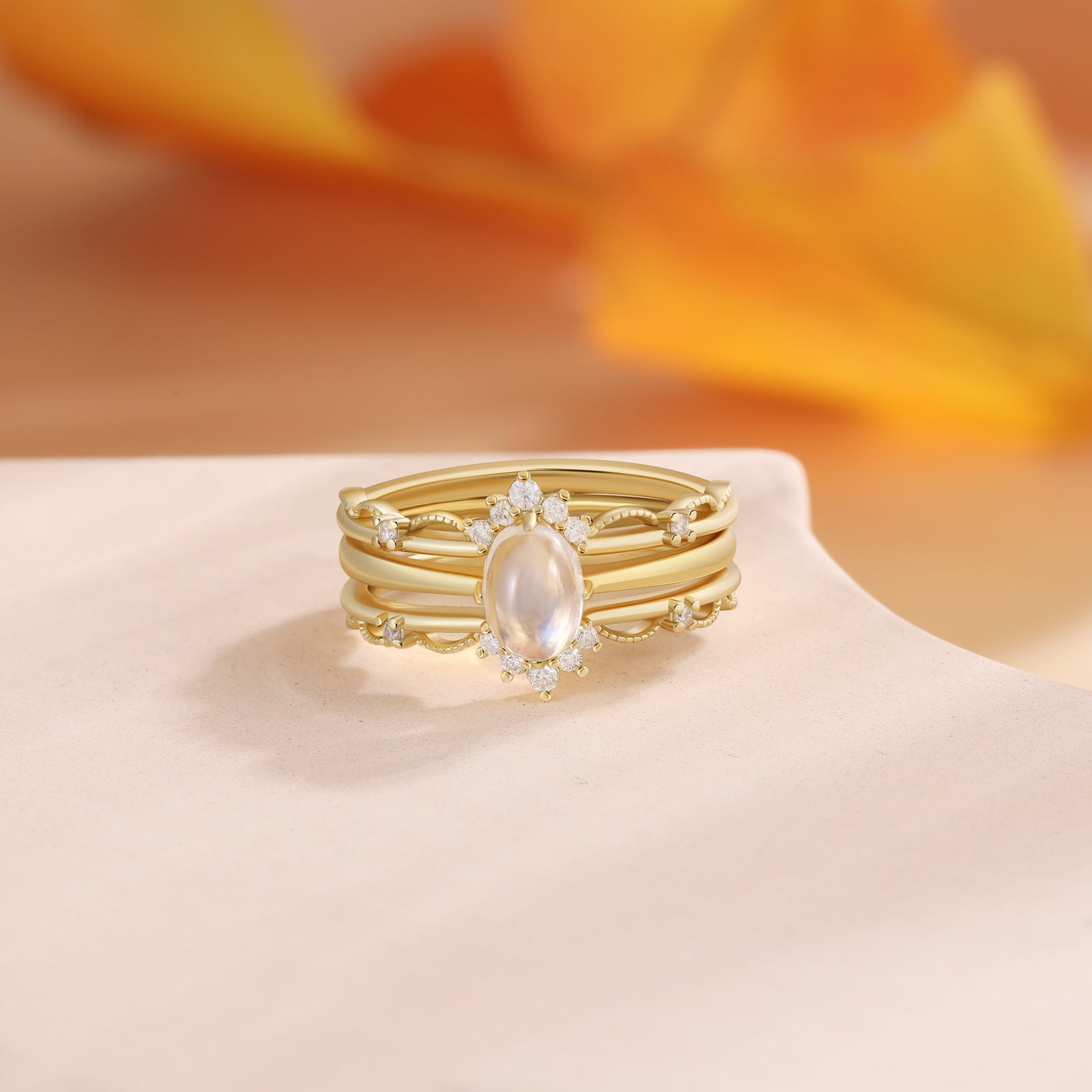 Beauty Natural Moonstone Ring18K Gold