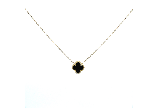 Collier Trèfle Noir Or 10k