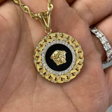 Pendentif Méduse Noire Or 10K 26x26mm