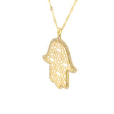 Collier Hamsa Floral Or 10k