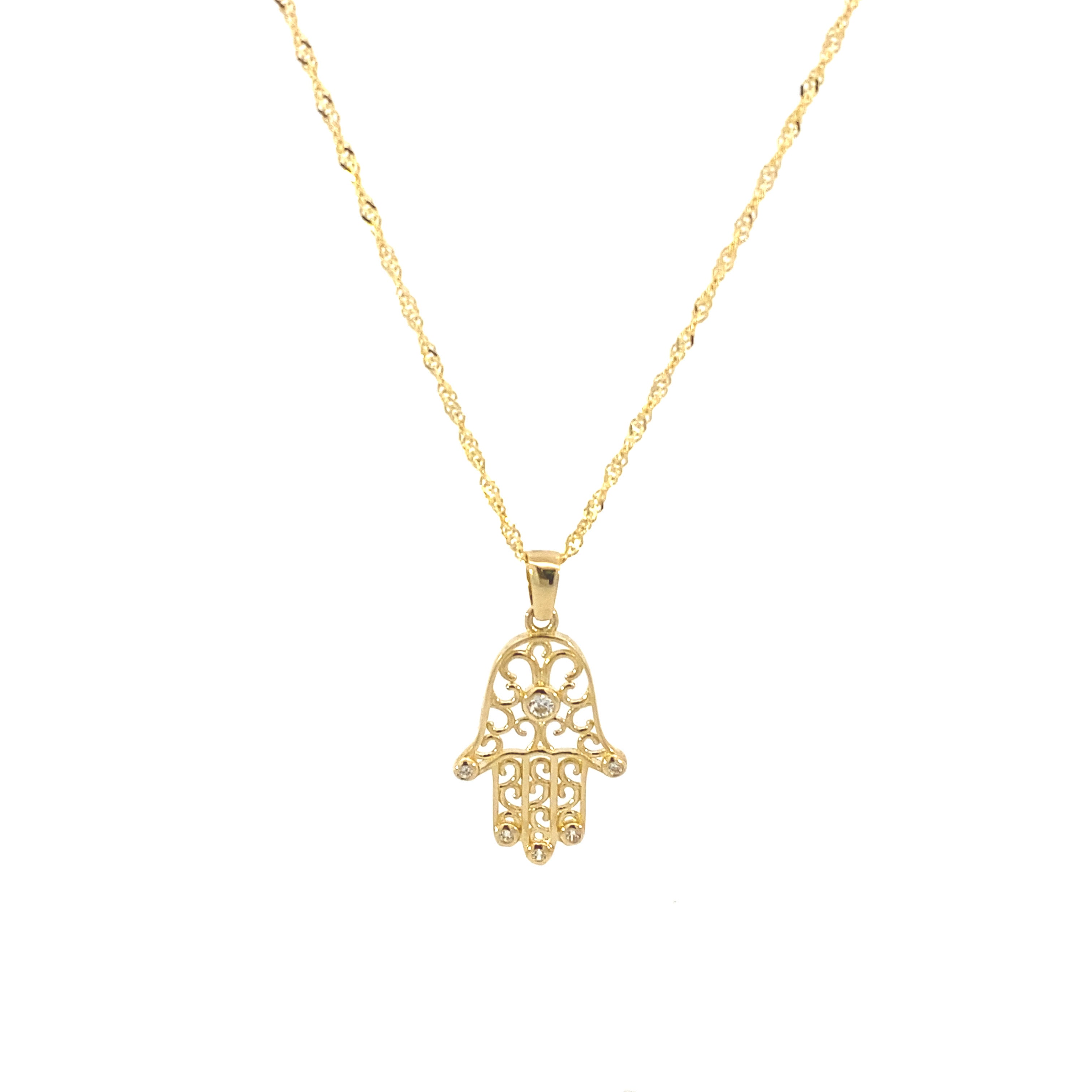 Harmony Hamsa Necklace 10K Gold