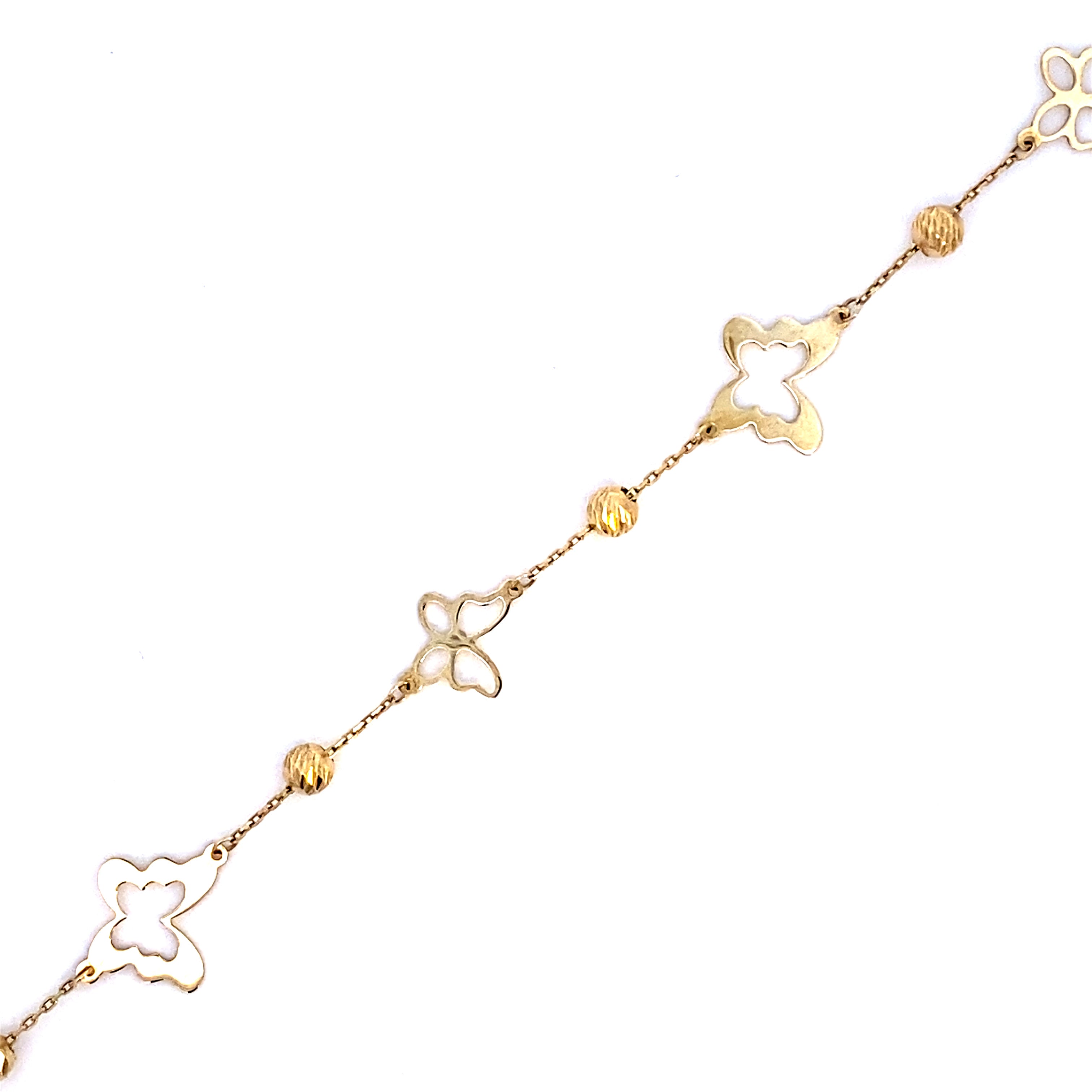 Butterfly Bead Bracelet 10K Gold