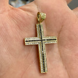 Pendentif Croix Blanc et Noir Or 10K