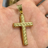 Double Side White Cross Pendant 10K Gold