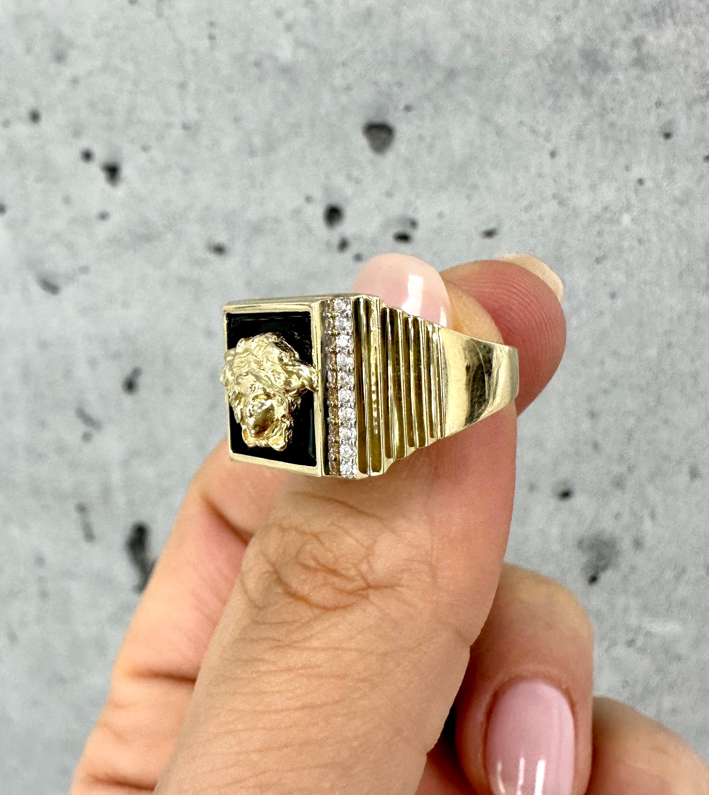 Black Medusa Ring 10K Gold