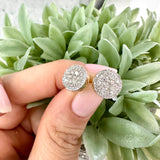 Boucle d'oreille à tige en diamant rond Halo, or 10 carats, 1 carat