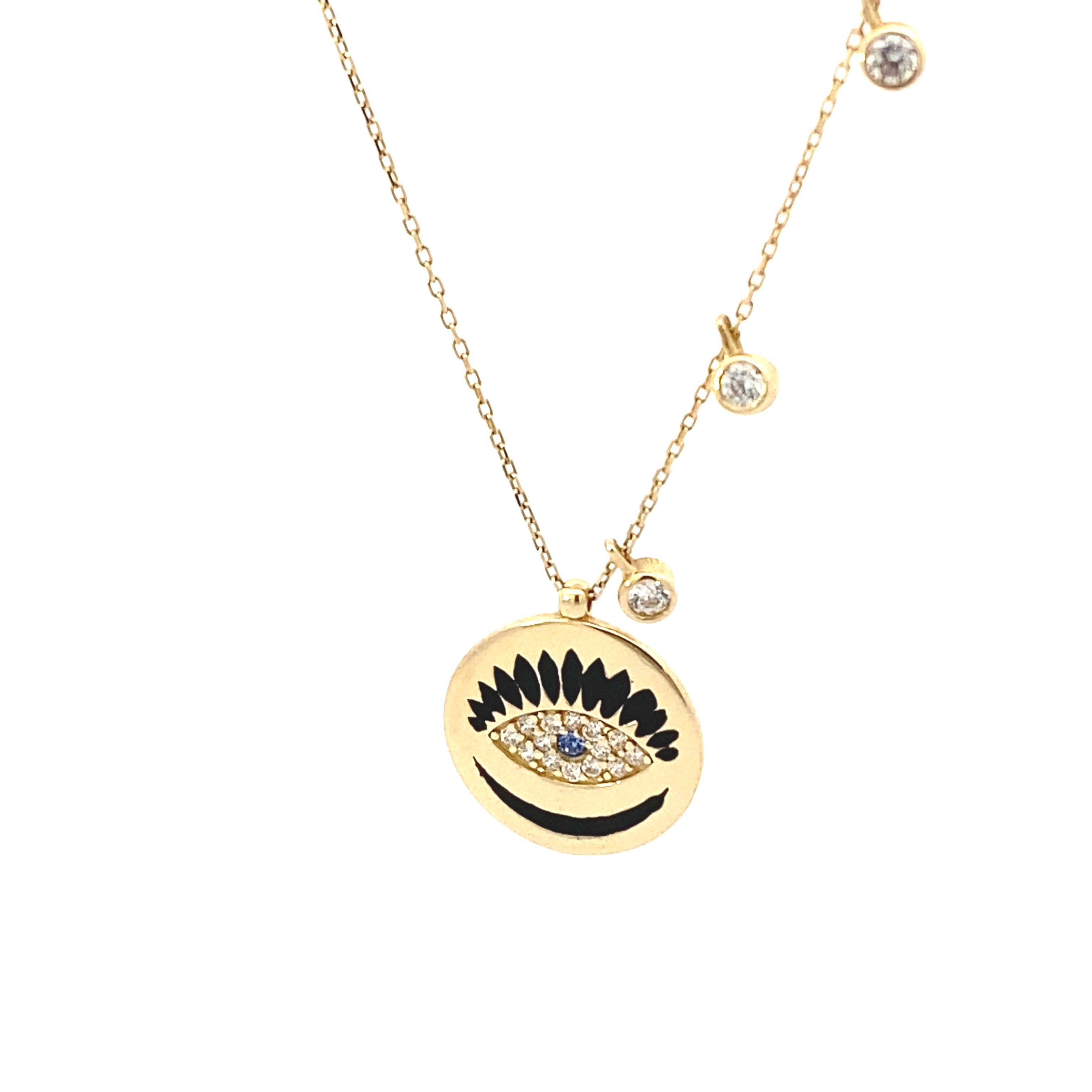 Evil Eye Lash Necklace 14K Gold