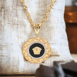 Pendentif Méduse Noire Or 10K 26x26mm