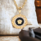 Pendentif Méduse Noire Or 10K 26x26mm