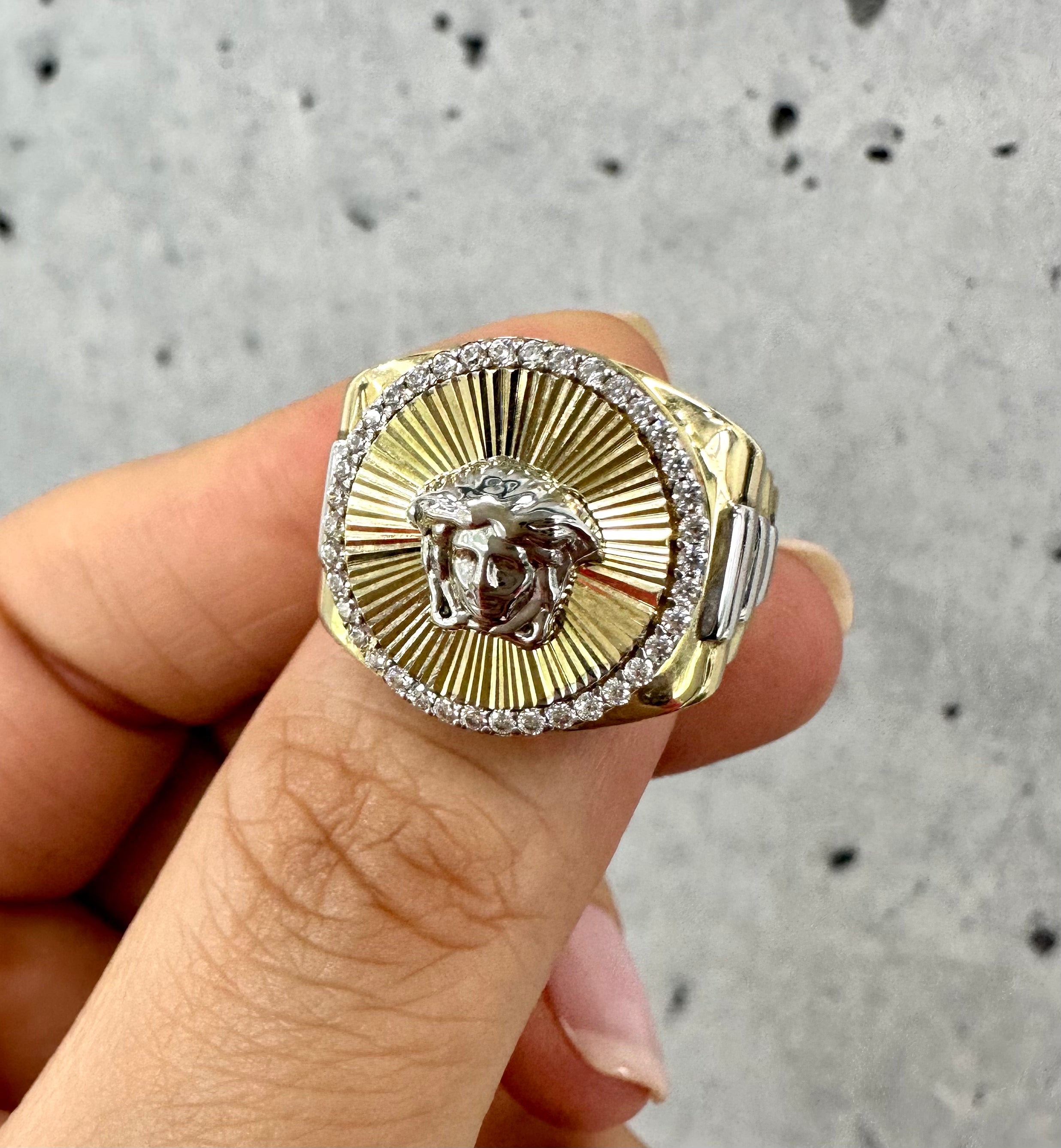 Diamond Cut Medusa Ring 10K Gold