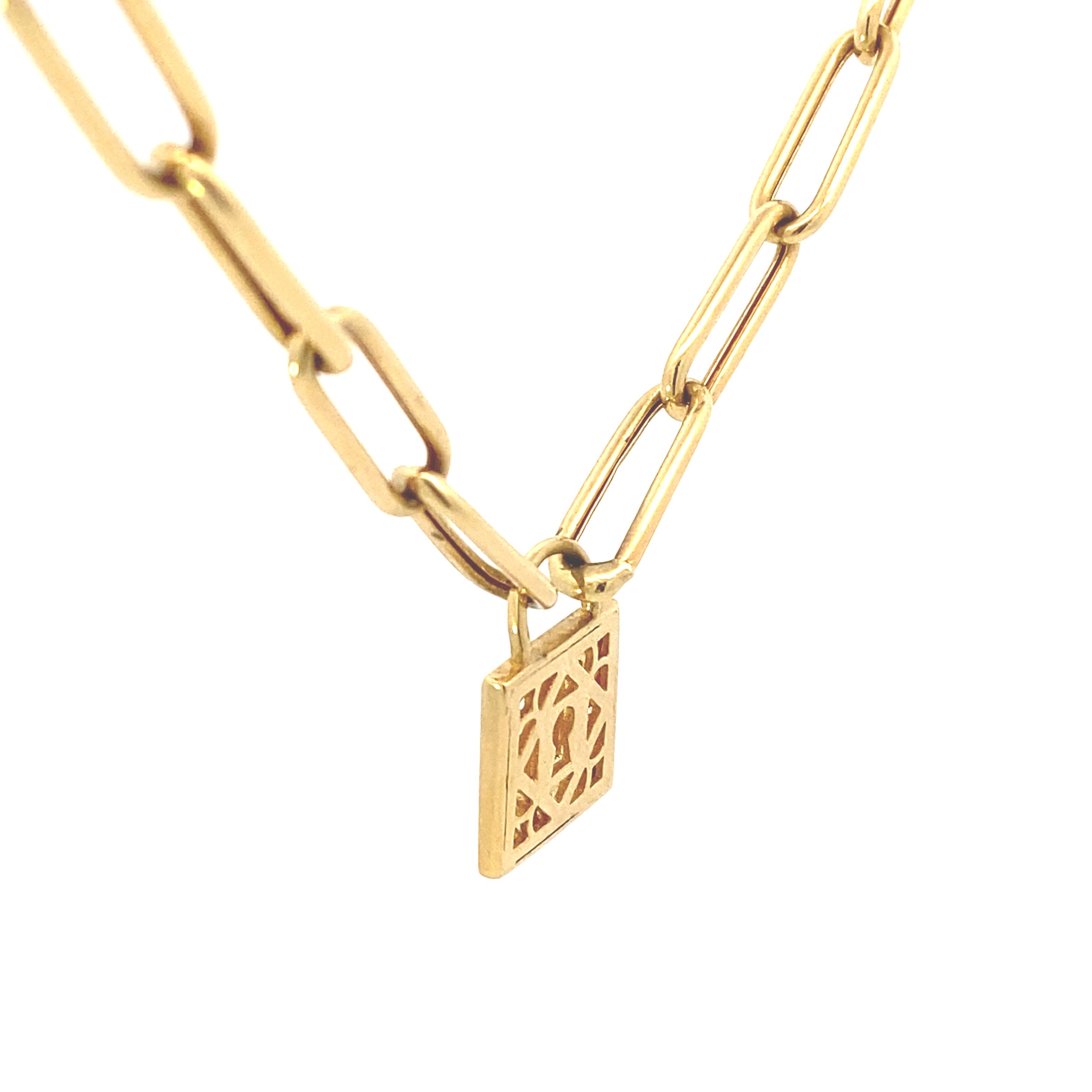 Paperclip Lock Necklace 18K Gold