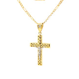 Dotted Cross Jesus Pendant 10K Gold