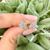 Petite boucle d'oreille à tige étoile en or 10 carats 0,31 ct