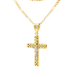 Dotted Cross Jesus Pendant 10K Gold