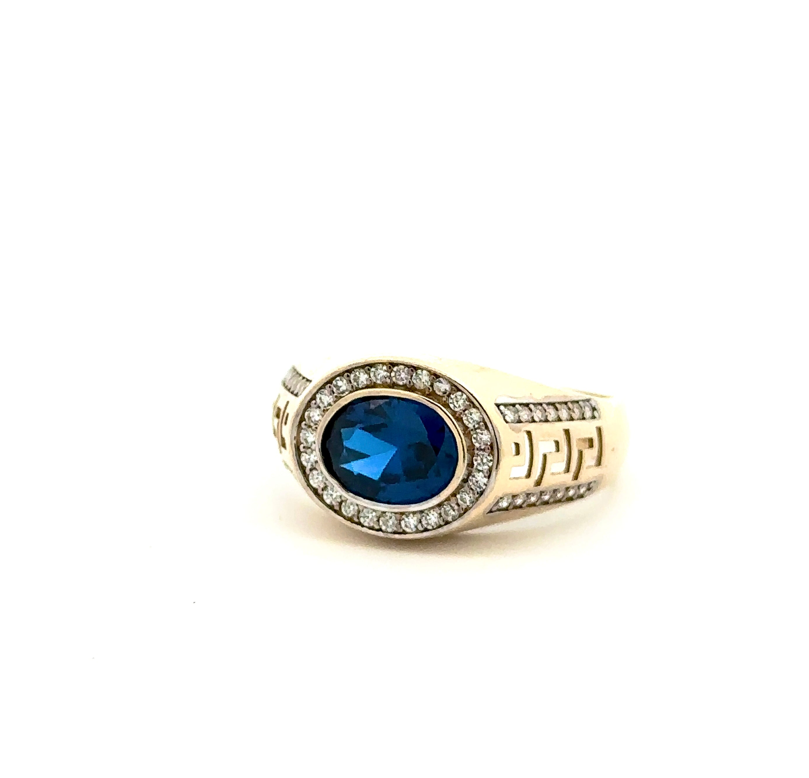 Blue Oval Sapphire Ring 10K Gold