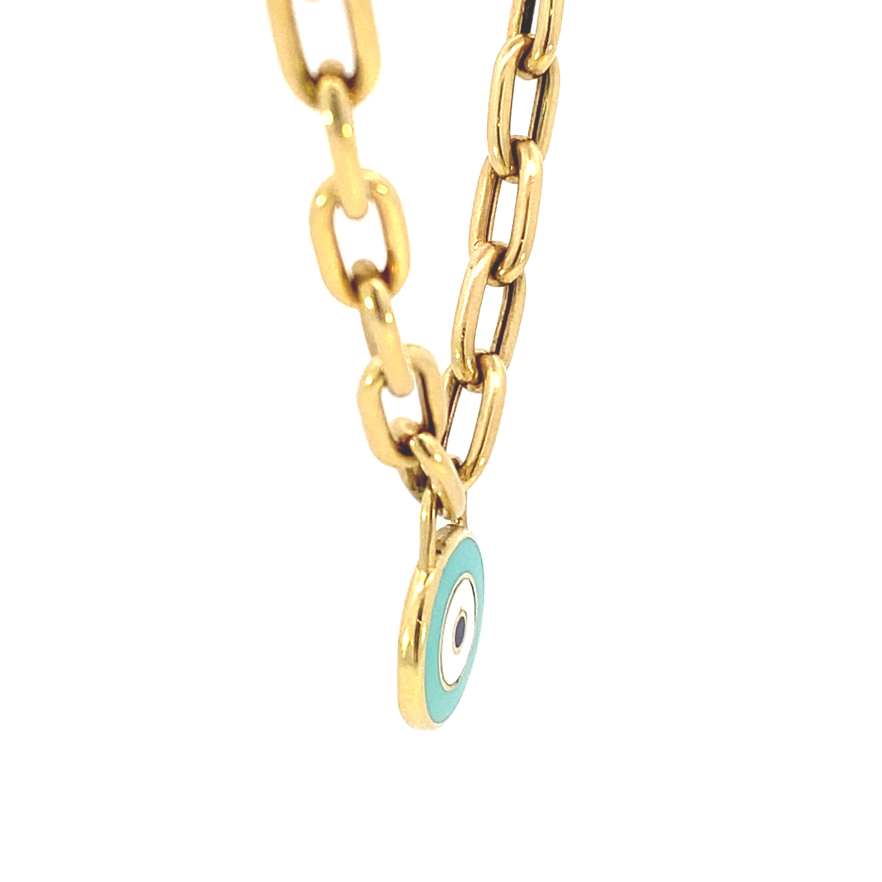 Paperclip Evil Eye Necklace 18K Gold