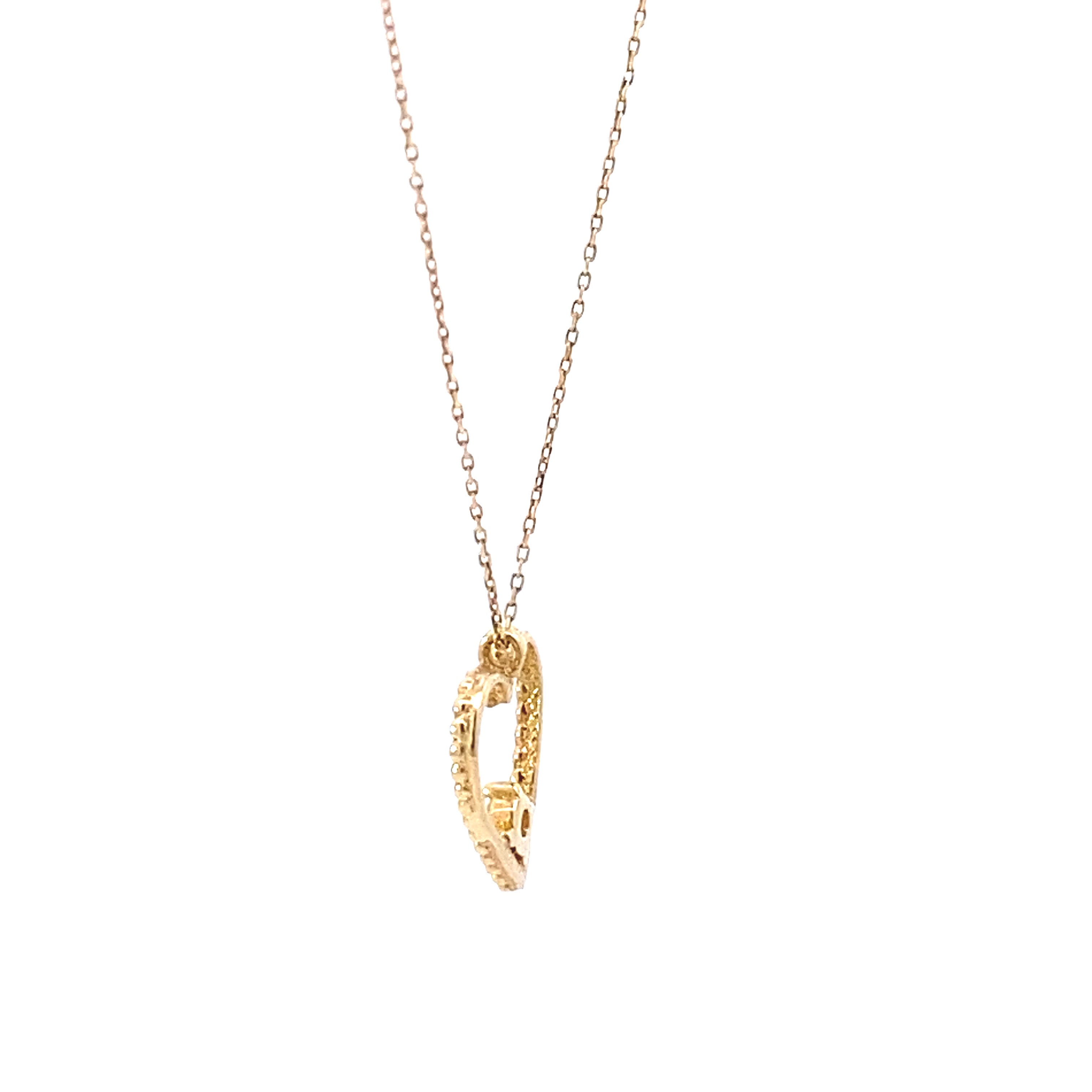 Heart Bead Necklace 14K Gold