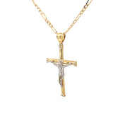Pendentif Croix Jésus Blanc Brillant Or 10K