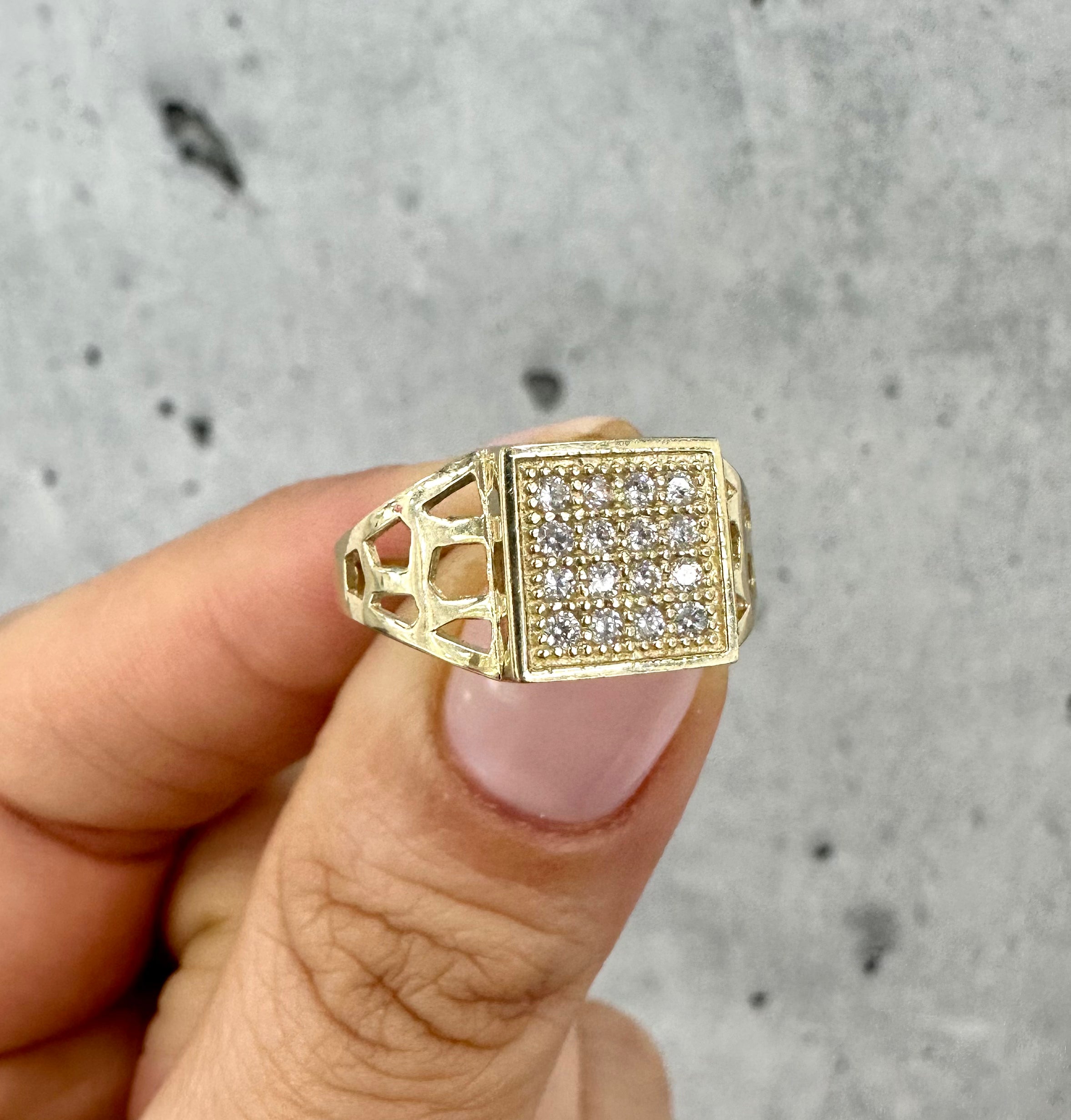Stone Square Ring 10K Gold