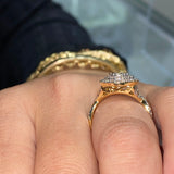 Diamants Double Halo 1 Carat en Or Jaune 14kt