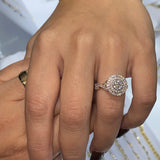 Diamants Double Halo 1 Carat en Or Jaune 14kt