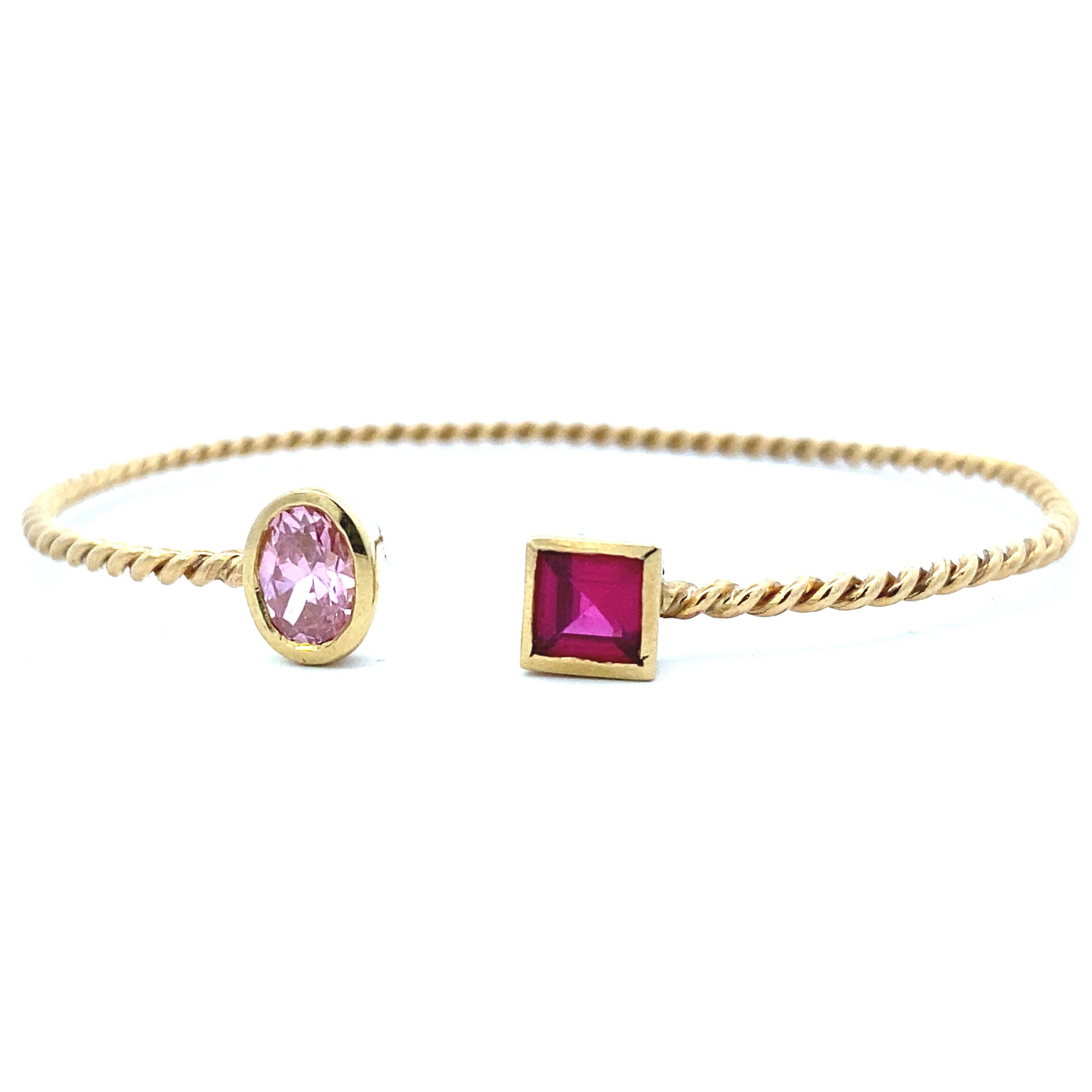 Rose Bangle Bracelet 10K Gold