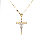 Pendentif Croix Jésus Blanc Brillant Or 10K