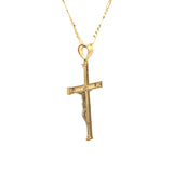 Pendentif Croix Jésus Blanc Brillant Or 10K