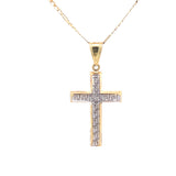 Double Side White Cross Pendant 10K Gold