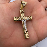 Dotted Cross Jesus Pendant 10K Gold