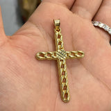 Pendentif Croix Coupe Cercle Or 10K