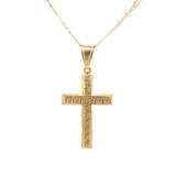 Double Side White Cross Pendant 10K Gold