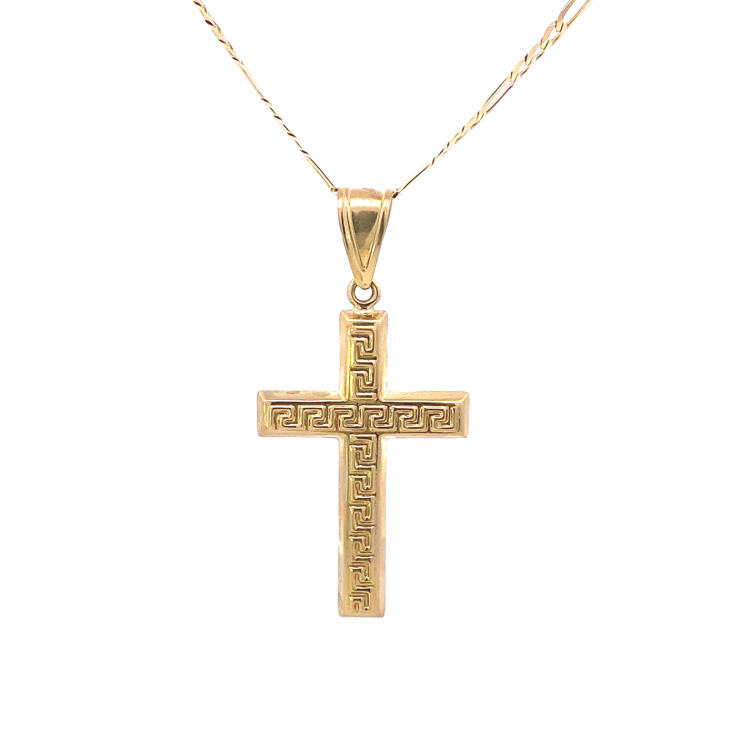 Double Side White Cross Pendant 10K Gold