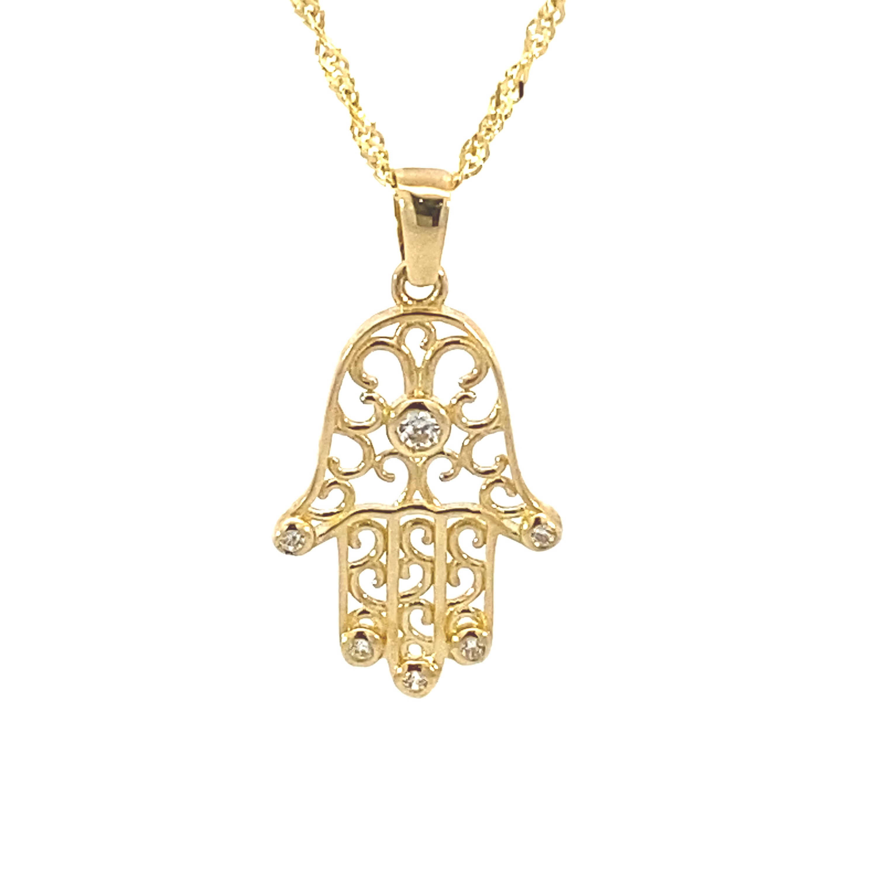Harmony Hamsa Necklace 10K Gold