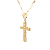 Double Side White Cross Pendant 10K Gold