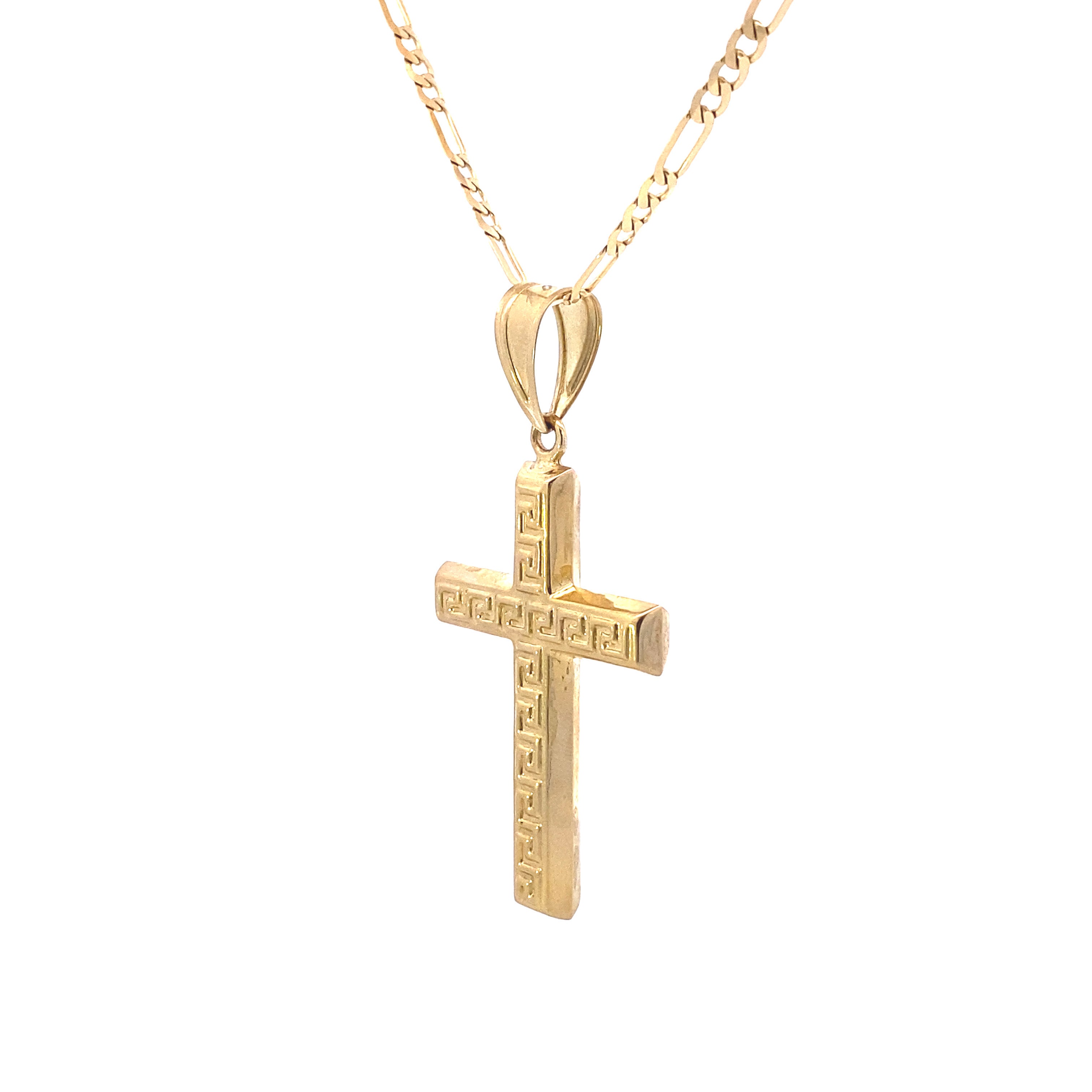Double Side White Cross Pendant 10K Gold