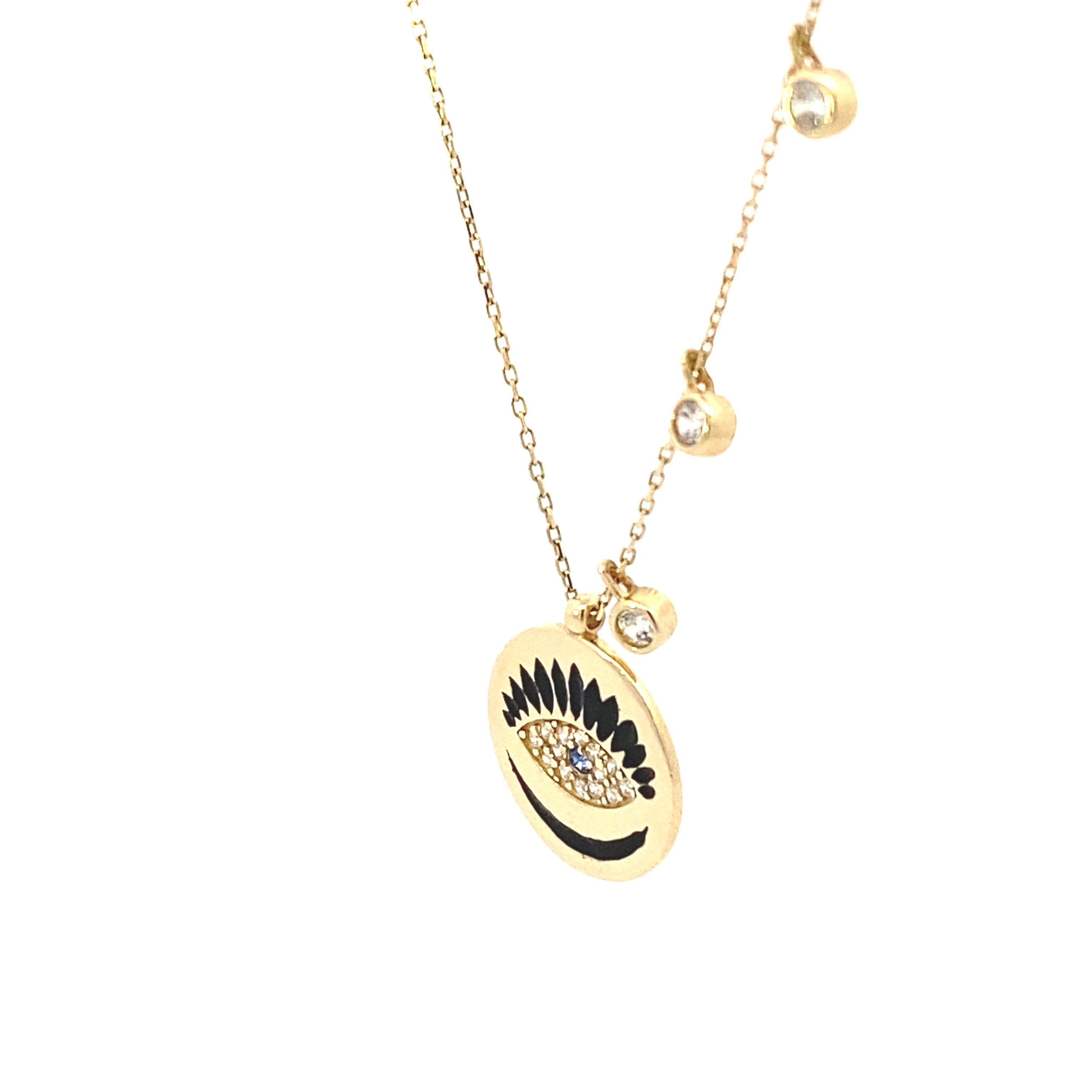 Evil Eye Lash Necklace 14K Gold
