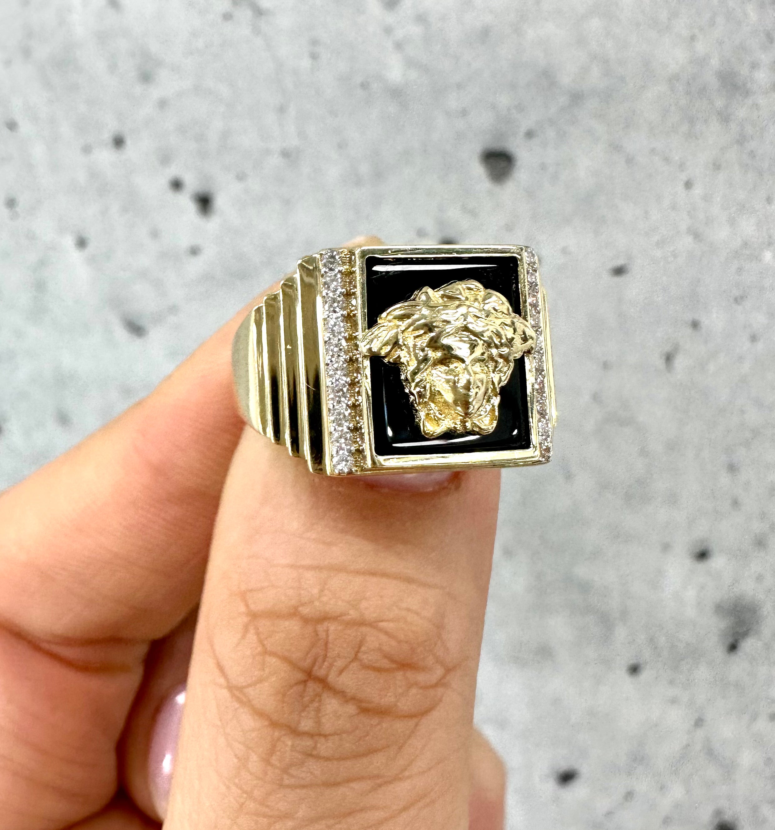 Black Medusa Ring 10K Gold