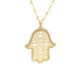 Collier Hamsa Floral Or 10k
