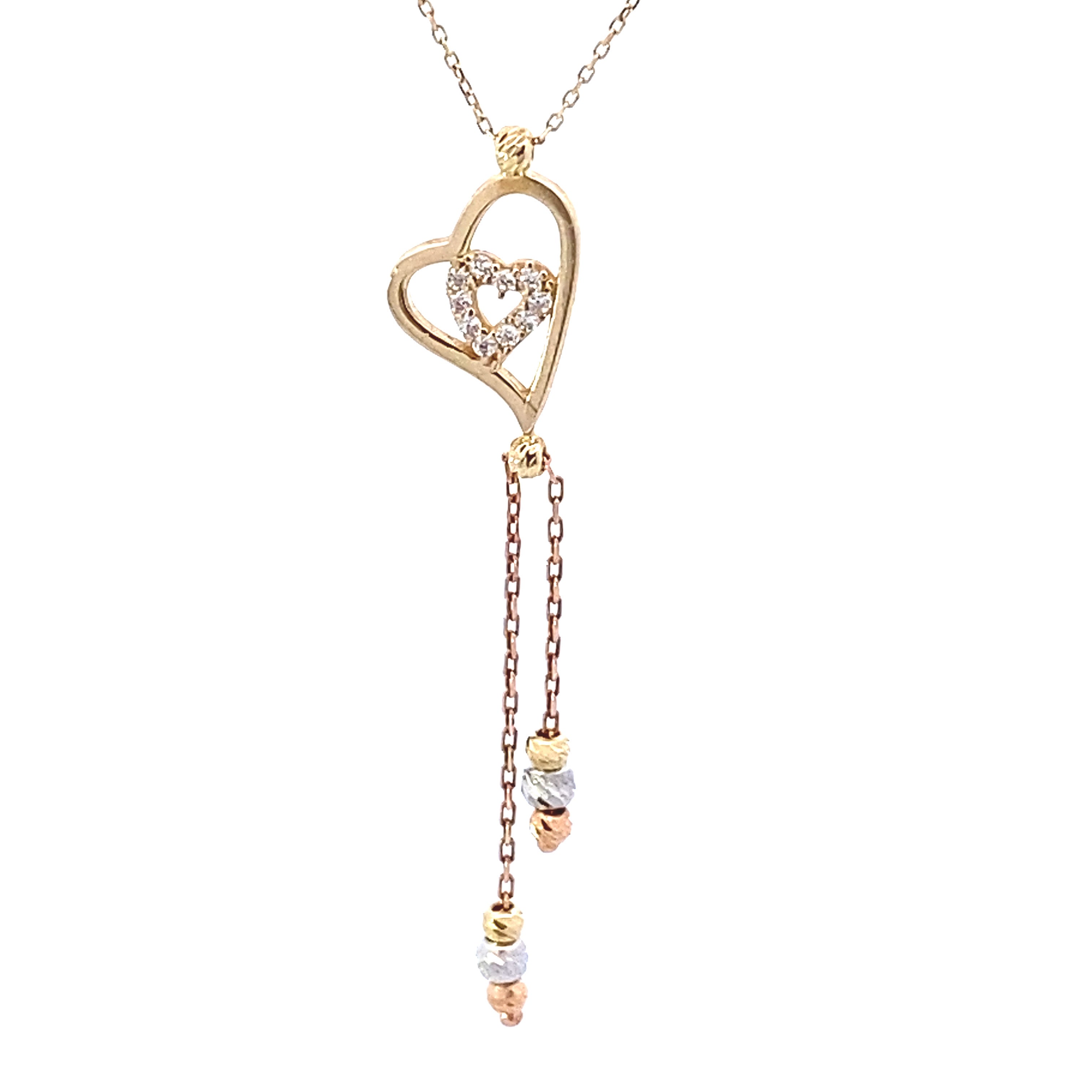 Long gold best sale heart necklace