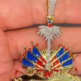 Haiti Flag Gold Pendant Diamonds