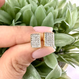 Boucle d'oreille à tige diamant rectangulaire en or 10 carats 0,31 ct